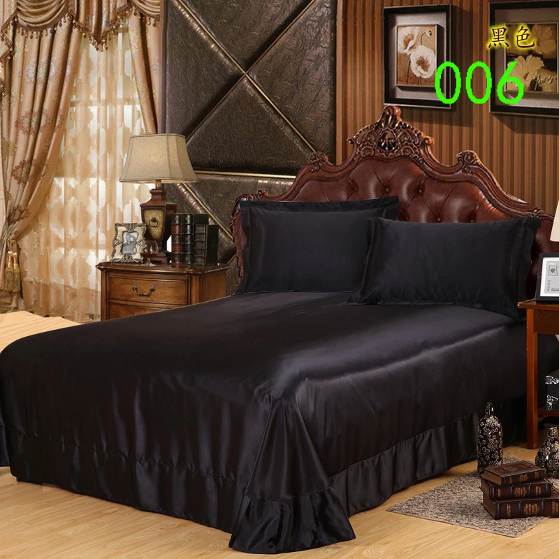 Black Tribute Silk King 1Pcs Sheets Flat Bed Sheet Bedsheet Bedclothes