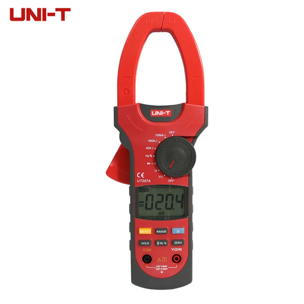 

UNI-T UT207A True-RMS Digital Clamp Meter Multimeter ACA & DCA Clamp Meter 1000A, Voltage Current Resistance Frequency