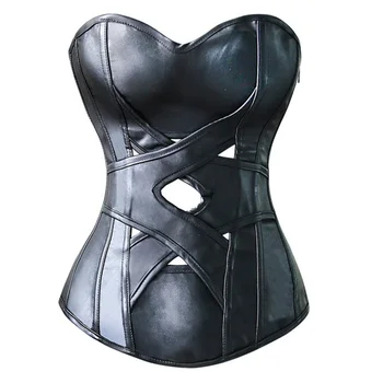 

Sexy Cut Out PU Goth Punk Chest Binder Waist Trainer Tummy Control Women Waist Bodycon Corsets Cincher Bodysuit Body Shaper XXL