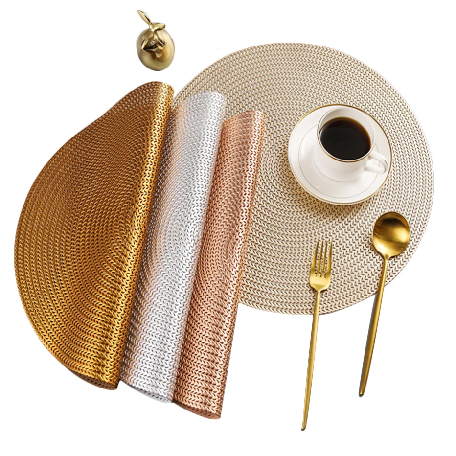 

Basedidea Nordic Style PVC Placemat Round Shape Waterproof Tablemat Heat Insulation Anti-slid Pad for Hotel Restaurant
