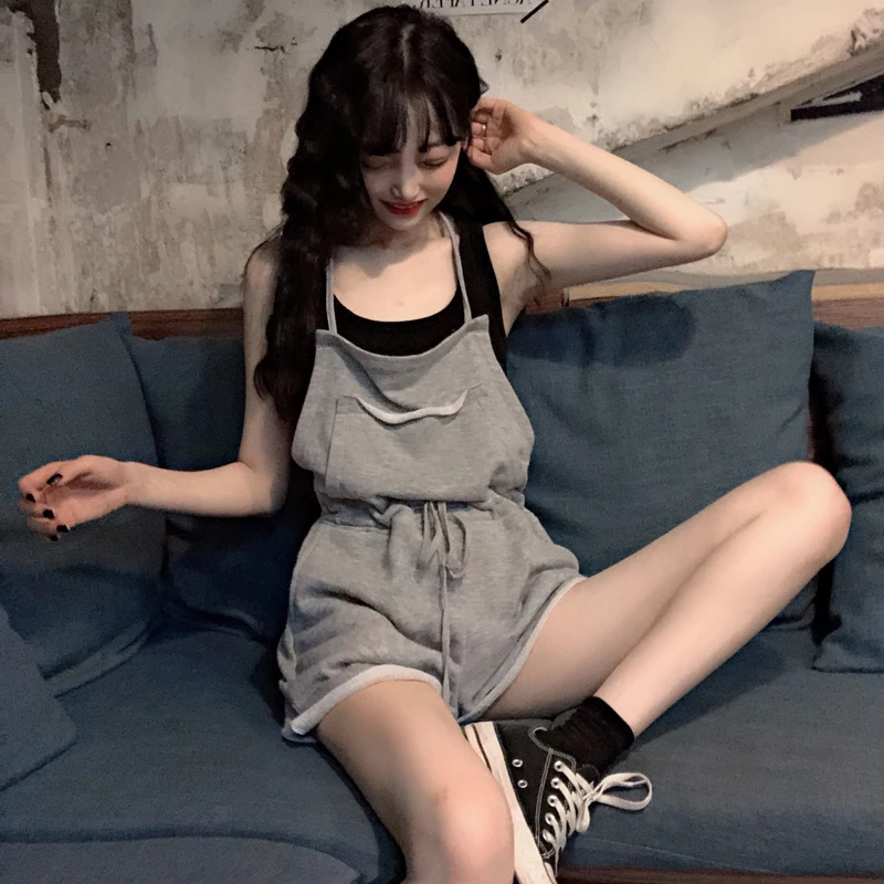 

Korean High Fashion Jumpsuits for Women 2019 Casual Rompers Womens Pockets Casual Romper Streetwear Clothing Leisure Summer