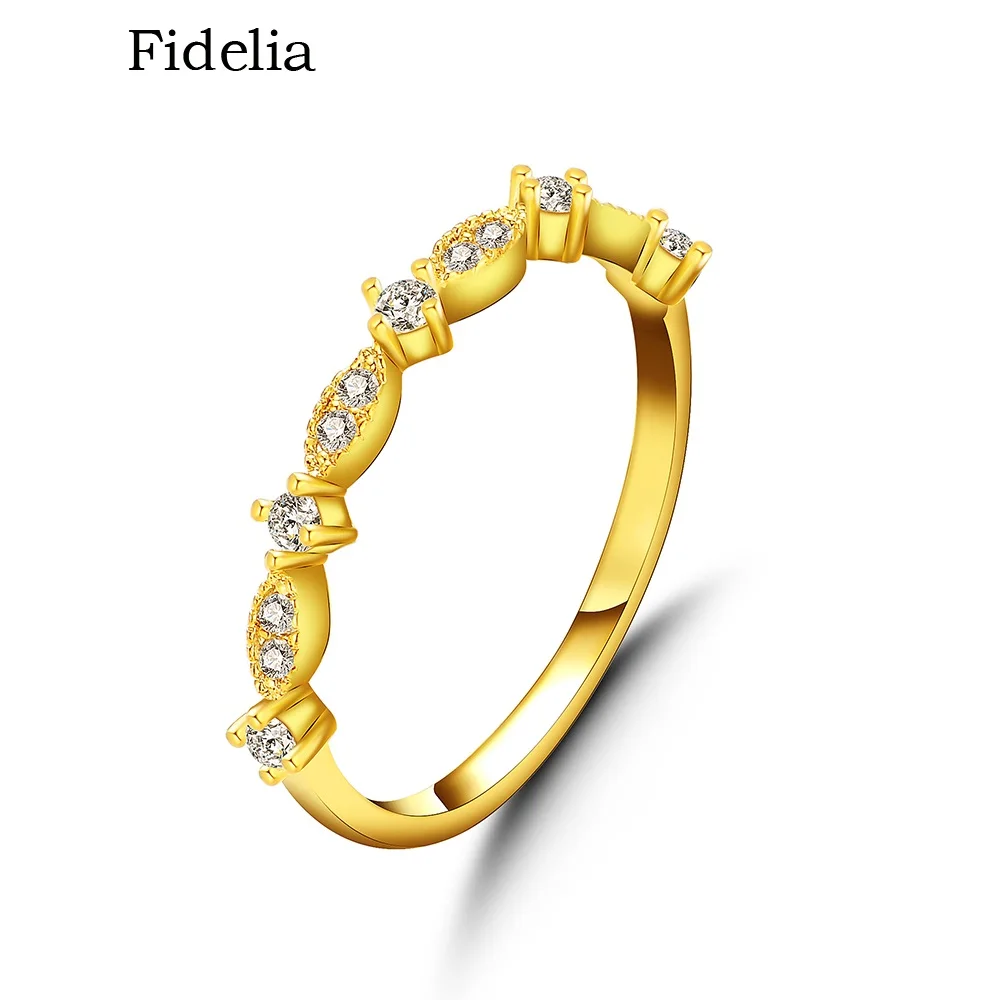 Fidelia розовое золото цвет высшего класса Стразы в форме сердца шипованных вечности обручальное кольцо для женщин вечерние украшения CZ Циркон Рин - Цвет основного камня: A3