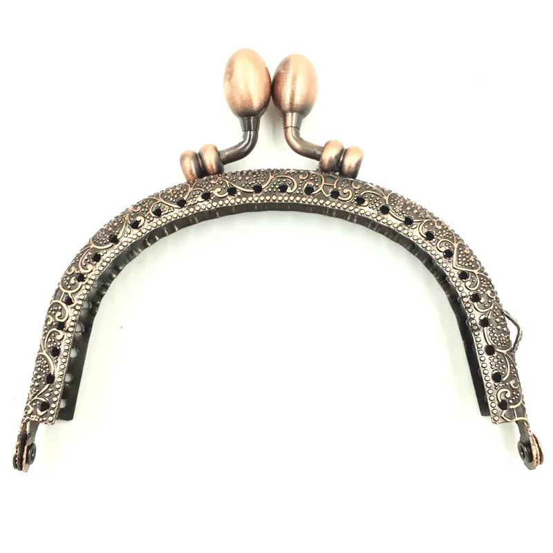 

2Pcs DIY Copper Tone Purse Bag Metal Arch Frame Kiss Clasps Locks Handbag Handle 95x86mm