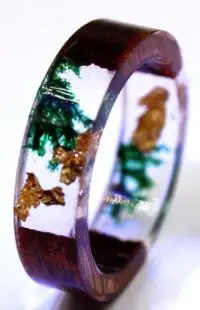 

New Design Colorful Rings for Women Men Clear Wood Resin Ring Vintage Party Club Handmade Dried Flower Epoxy Rings Drop Shipping