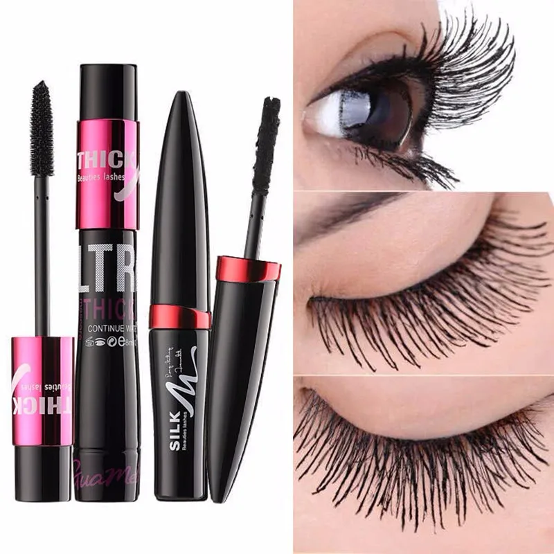

2pcs mascara + Silk Magic Black 4d silk fiber eyelash mascara Eyelash Extension Lengthening VolumeWaterproof Cosmetic