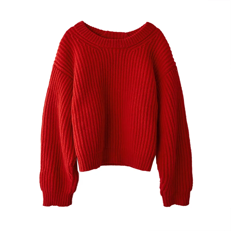 

KENVY Brand Fashion Women's High-end Luxury Winter Loose Round Neck Wool Sweater