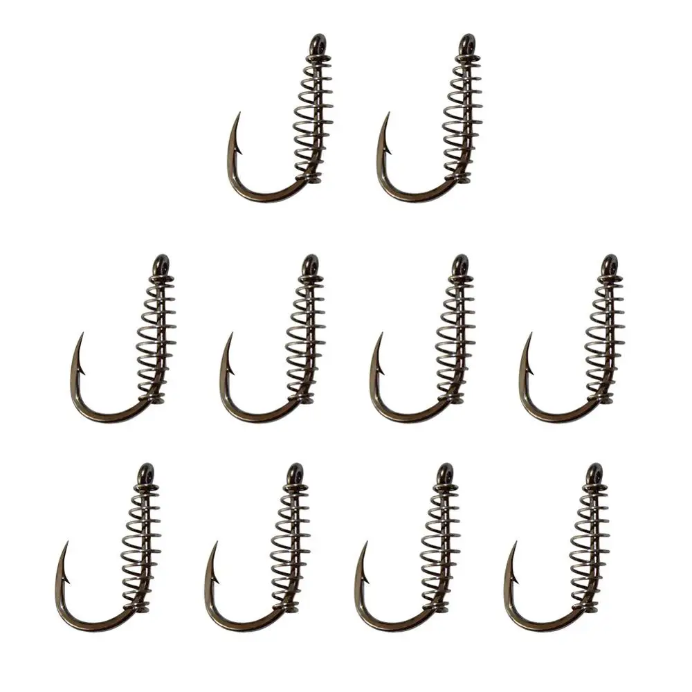 

10Pcs/pack Spring Fishhooks Steel Barbed Swivel Fishing Hooks Carp Jig Explosion With Hole For Carp Fishing Accessories Tools