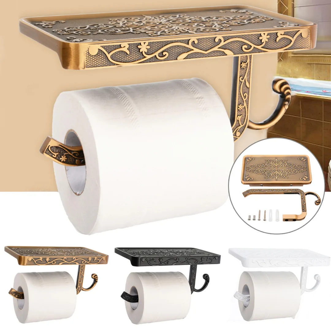 

1pcs Wall Mounted Toilet Roll Tissue Holder Phone Shelf Kitchen Bathroom Paper Holder Stand Accessory Tissue Boxes