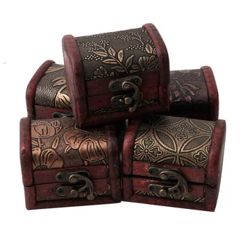 

JAVRICK Vintage Jewelry Pearl Necklace Bracelet Storage Holder Lock Wooden Case Gift Box