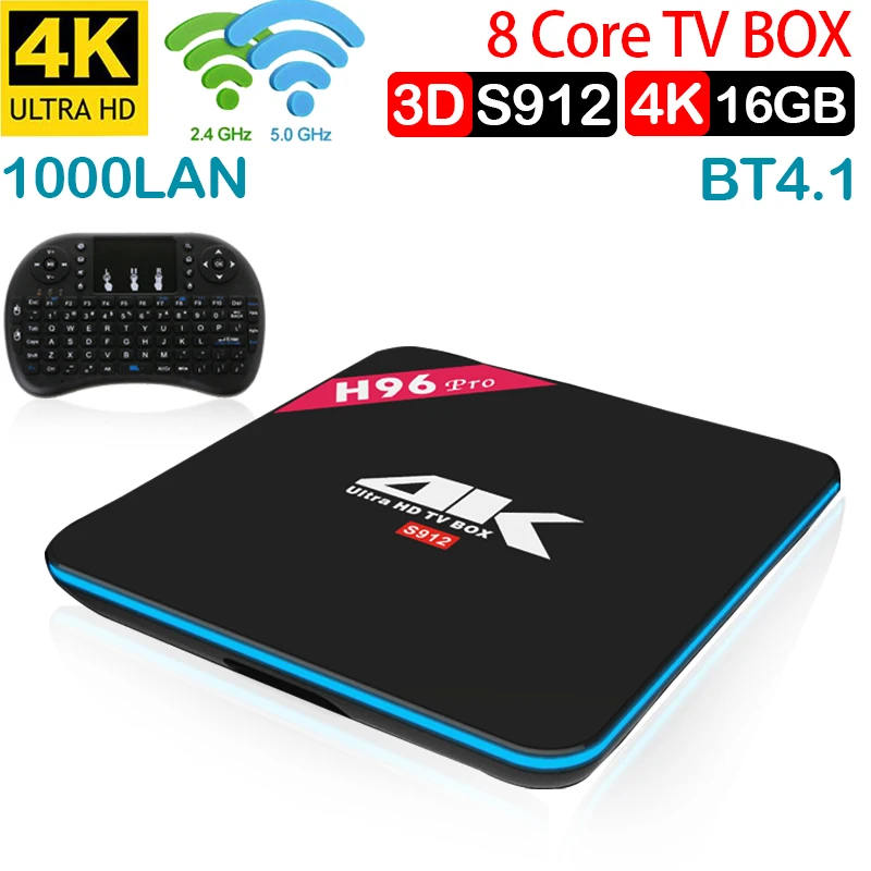 Xinways H96pro android tv box Amlogic S912 Восьмиядерный smart 3 Гб RAM 16 ROM 2 4G/5G Wifi BT 4 1 Smart Set Top Box 4K HD |