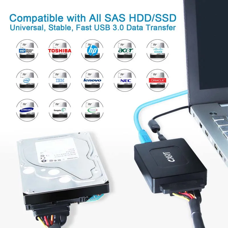  SAS Drive a USB 30 Adaptador convertidor Cable Universal SAS lector escritor para servidor HDD SSD 