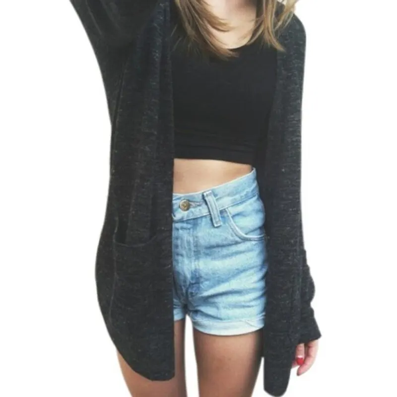 

Women Long Sleeve Woman Sweater Coat Arrival Loose Cardigan New Pocket Knitted Outwear Jacket