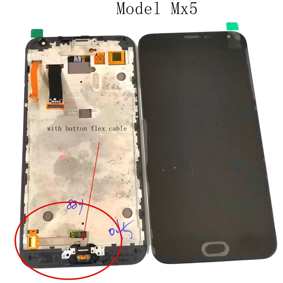 

5.5"For Meizu Mx5 M575M M575H lcd with frame/ display with touch glass frame full Assembly With Home button Flex cable