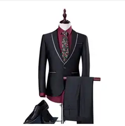 2017, Новая мода мужской костюм бренд Для мужчин Блейзер Бизнес тонкий Костюмы пиджак и Брюки для девочек для свадьбы