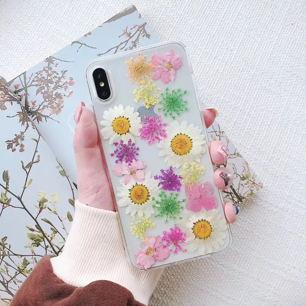 

color specimen Flower Daisy Phone Case for Iphone X Xs Max Transparent Soft Tpu Case for Iphone 6 s 7 8plus Xr Shiny Back Cover