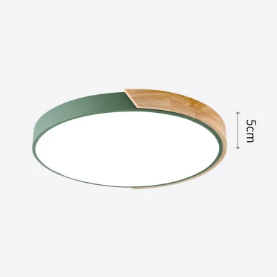 Ультра-тонкий 5 см круглый деревянный светодиодный потолочный светильник Macaron цветной потолочный светильник для гостиной столовой кухни осветительные приборы - Цвет корпуса: Green