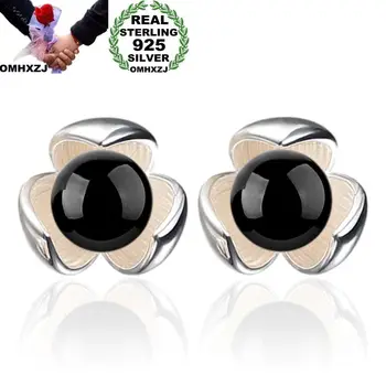 

OMHXZJ Wholesale European Fashion Woman Girl Party Wedding Gift Pearl Agate AAA Zircon 925 Sterling Silver Stud Earrings EA86