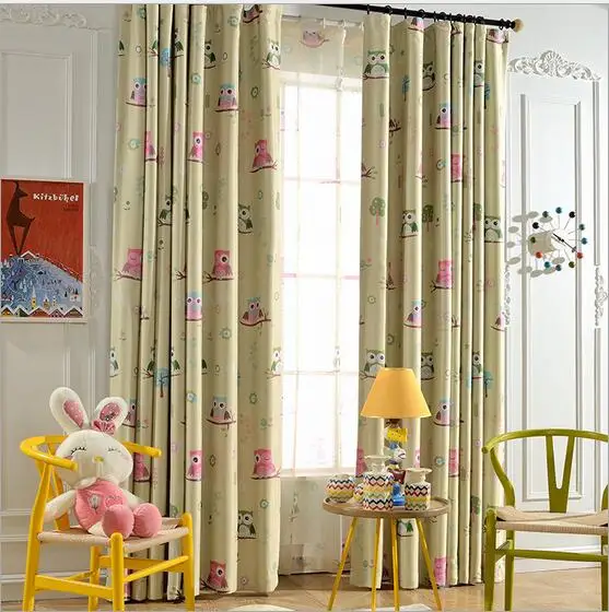 Высокое качество Мультфильм Сова фото печать окна затемненные занавески для