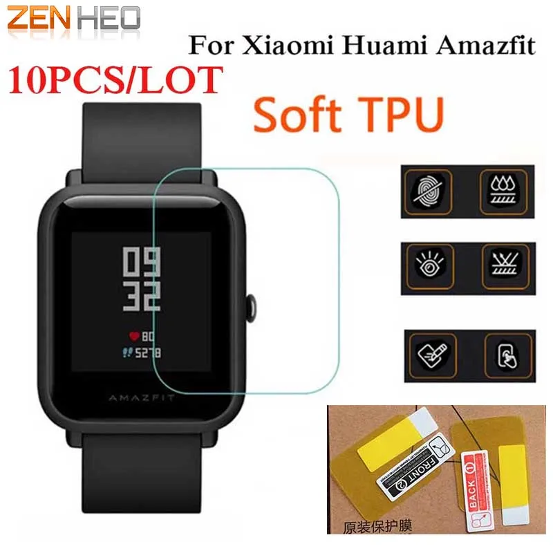 ZENHEO 10 шт TPU прозрачная защитная пленка для экрана Xiaomi Huami Amazfit Bip BIT PACE Lite Smart Watch Защитная пленка для экрана