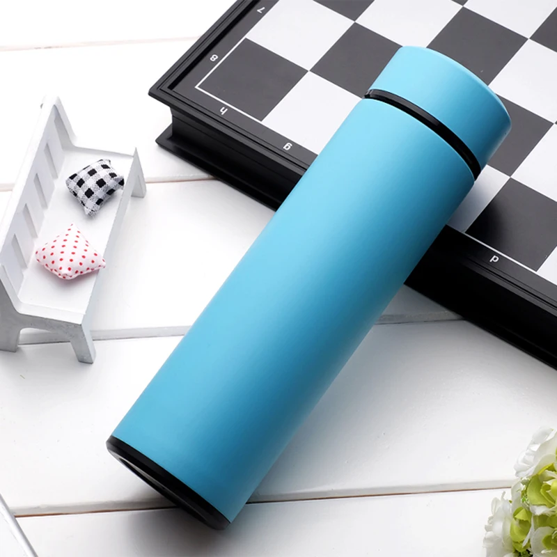 

Solid blue thermal Insulation Stainless Steel Water Bottle 450ml Bottle fashion Water Bottle Sport Outdoor Travel Equipped