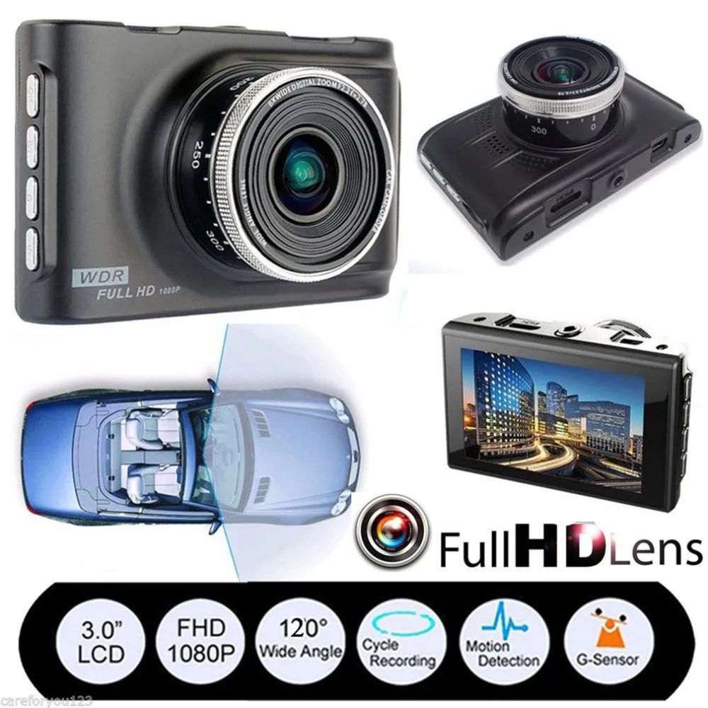 

1080P Full HD 3.0 Inches Display Car DVR 120-Degree Wide Angle Dash Camera G-Sensor Video Cam Night Vision Car Recorder