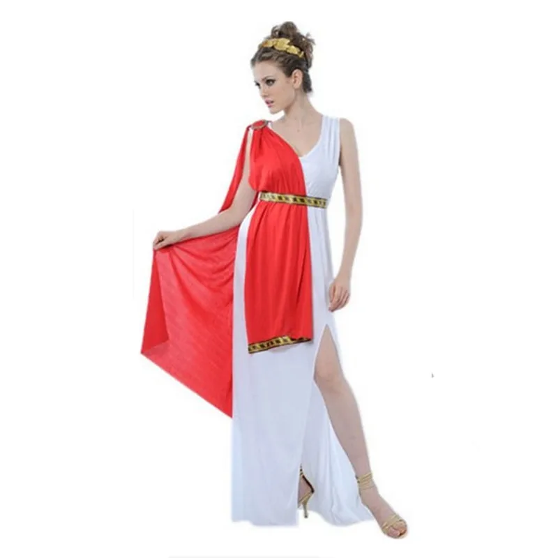 

Halloween cosplay Athena Costume For Ladies Roman Princess Costume For Women Greek Goddess Sleeveless White Long Dress