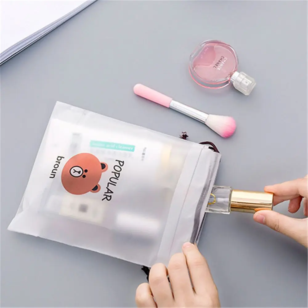 الكرتون الدب شفافة السفر التجميل حقيبة حافظة للمكياج النساء تجميل ضد الماء الجمال غسل المنظم أدوات الزينة تخزين عدة مربع