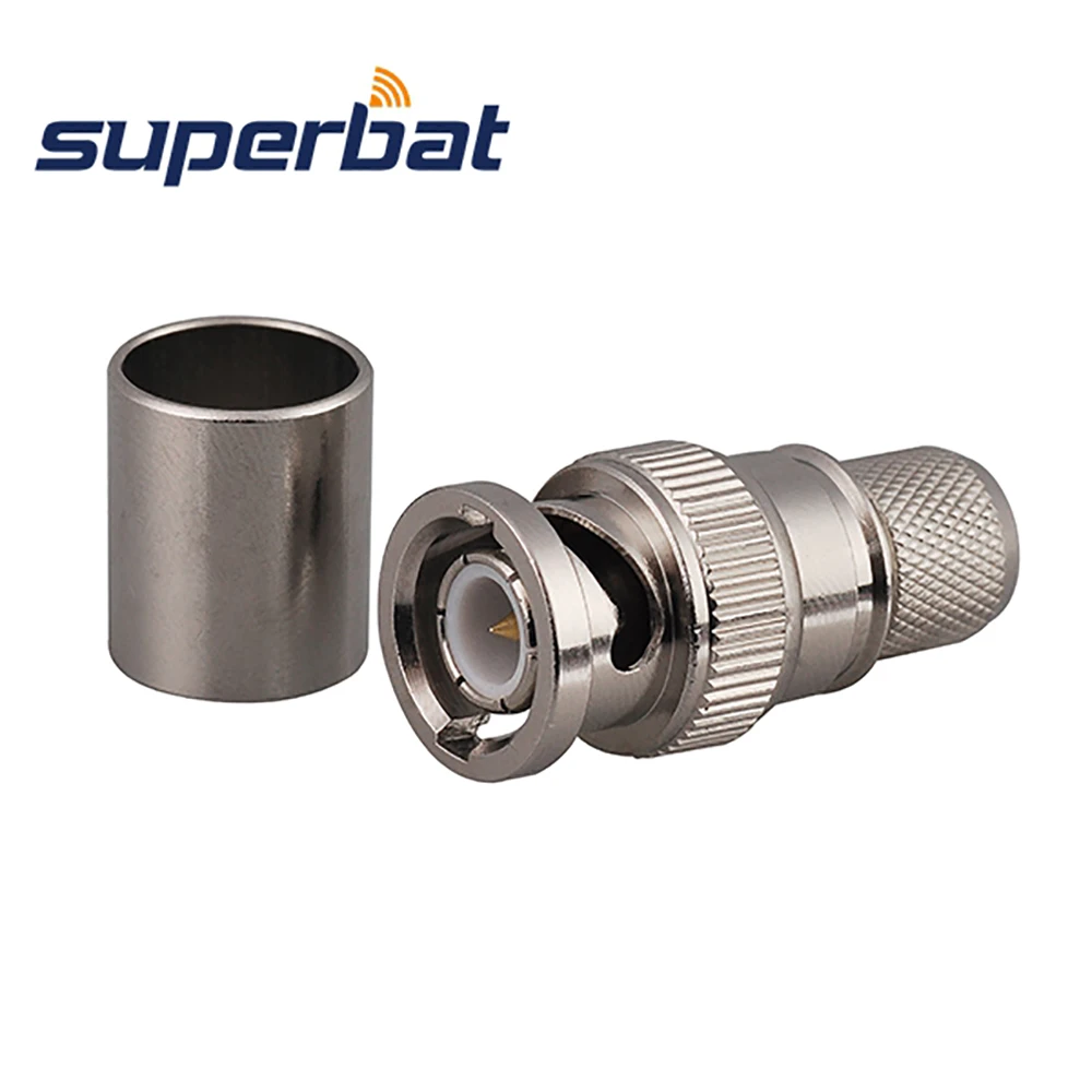 Superbat 10pcs BNC Crimp Male Straight RF Coaxial Connector for Cable RG8 LMR400 - Bulk Pack for Antenna And Cable  Assembly
