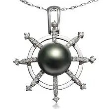 Счастливая Украшения для мужчин серьги GVBORI из натуральных жемчужин таитянские черные с украшениями в виде жемчуга и 18 K золотой бриллиантовый кулон+ 925 Серебряная цепочка Цепочки и ожерелья ювелирные украшения