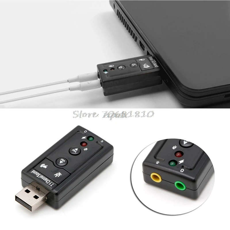 Внешний USB аудио адаптер звуковой карты Виртуальный 7,1 USB 2,0 динамик аудио с микрофоном 3,5 мм разъем конвертер для ПК ноутбук