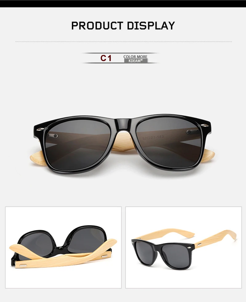 KDEAM классические бамбуковые солнцезащитные очки для мужчин 54 мм линзы устойчивые деревянные очки UV400 удобные очки с фирменной коробкой KD501 CE