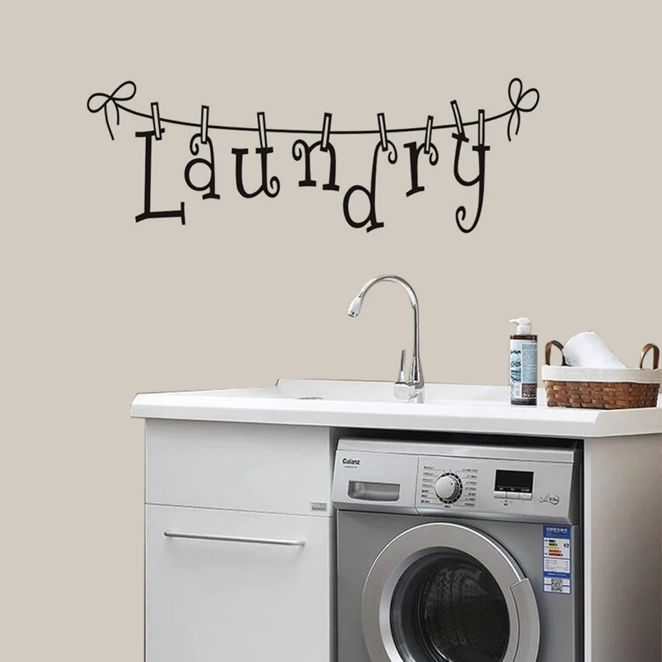 Multiple styles Laundry Washing Room Wall Sticker Bubble Vinyl Quotes Decals Mural Art Wallpaper Lettering Home Decorative (3)