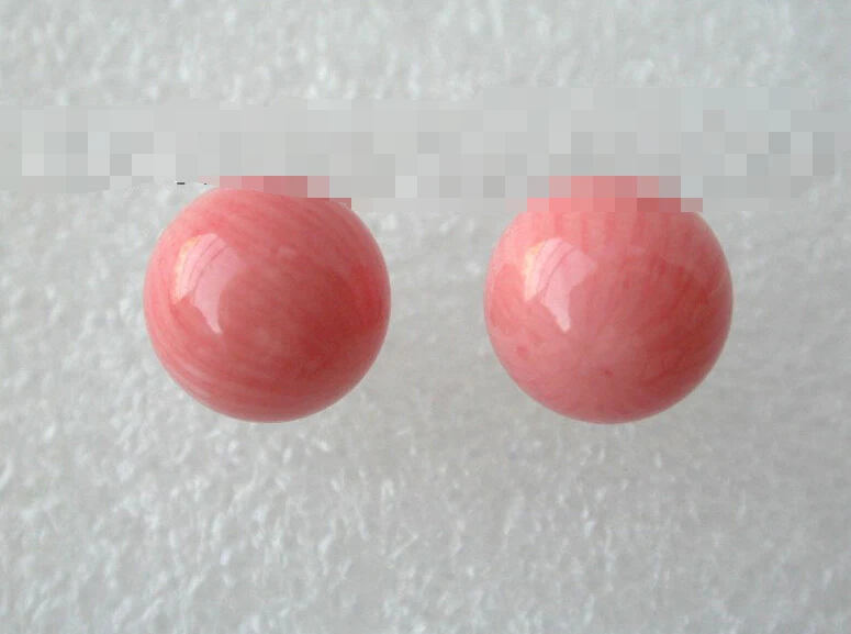 

1350 round natural pink coral beads earrings