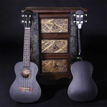 Ukulele UKU Black Mahogany Wood Ukulele 4 Strings Guitar 15/18 Frets Hawaiian Mini Guitar Instrument Ukelele Ukulele UKU Black Mahogany Wood Ukulele 4 Strings Guitar 15/18 Frets Hawaiian Mini Guitar Instrument Ukelele