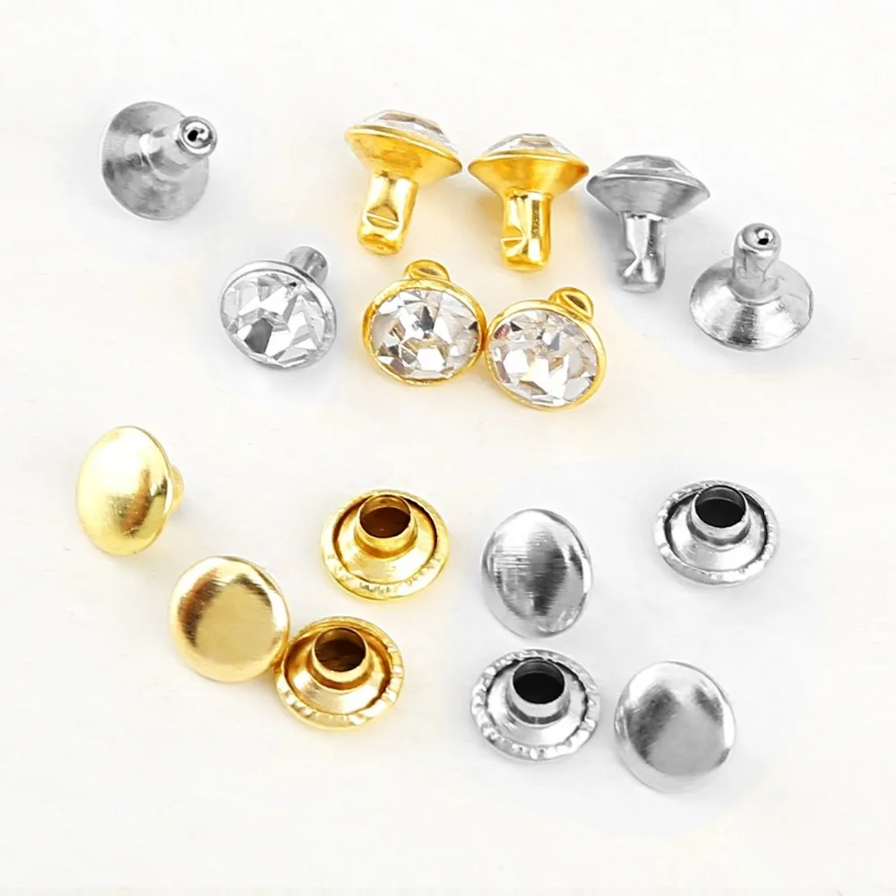 Free Shipping 1000pcs/golden Rivet with rhinestone diamond 7mmrivet