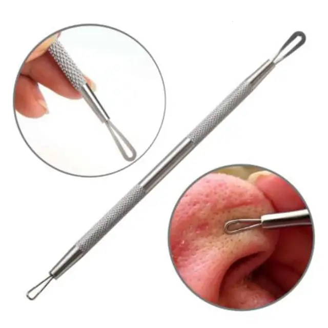 2Pc Stainless Steel Blackhead Acne Needle Double loop Acupuncture Rub