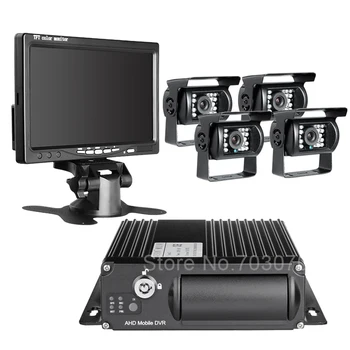 

7" Car Monitor 1080 Mdvr 4CH SD AHD CAR DVR Video Recorder Kit CCTV Rear View Car Camera for Truck Van Bus