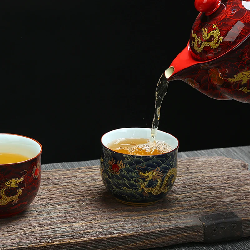

China Kung Fu Ceramic cup, Chinese Royal dragon pattern tea cup, Chinese style porcelain tea set coffee cups