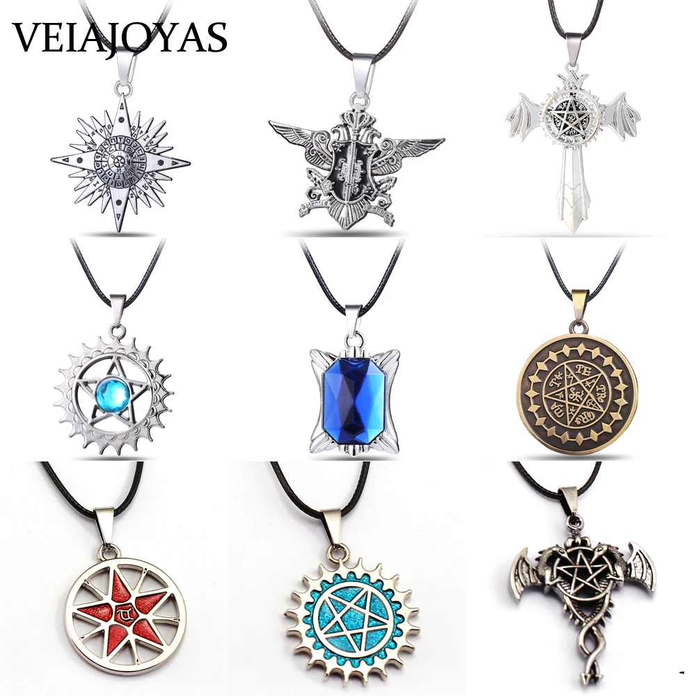 

9Styles Anime Black Butler Pendants Necklaces Punk Demon Contract Star Vintage Necklace Women Cosplay Charms Jewelry Accessories