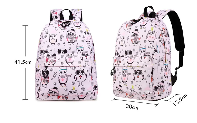 WINNER High Quality Cute Owl Printed Backpack For Teenager Girls Cartoon School Bags Women Canvas Travel Backpacks Mochila (8)