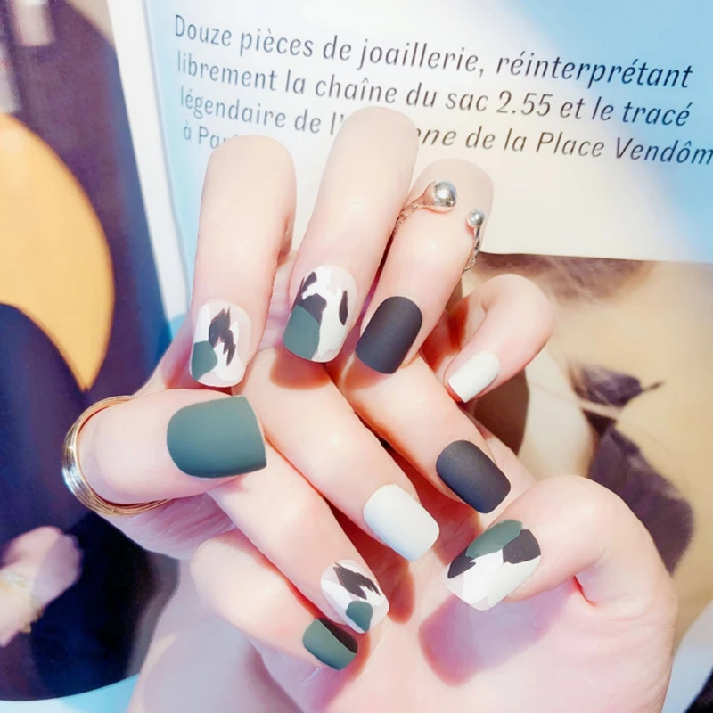 

24pcs Matte Designs French Acrylic Fake False Full Nail Art Tips Decor MS-12
