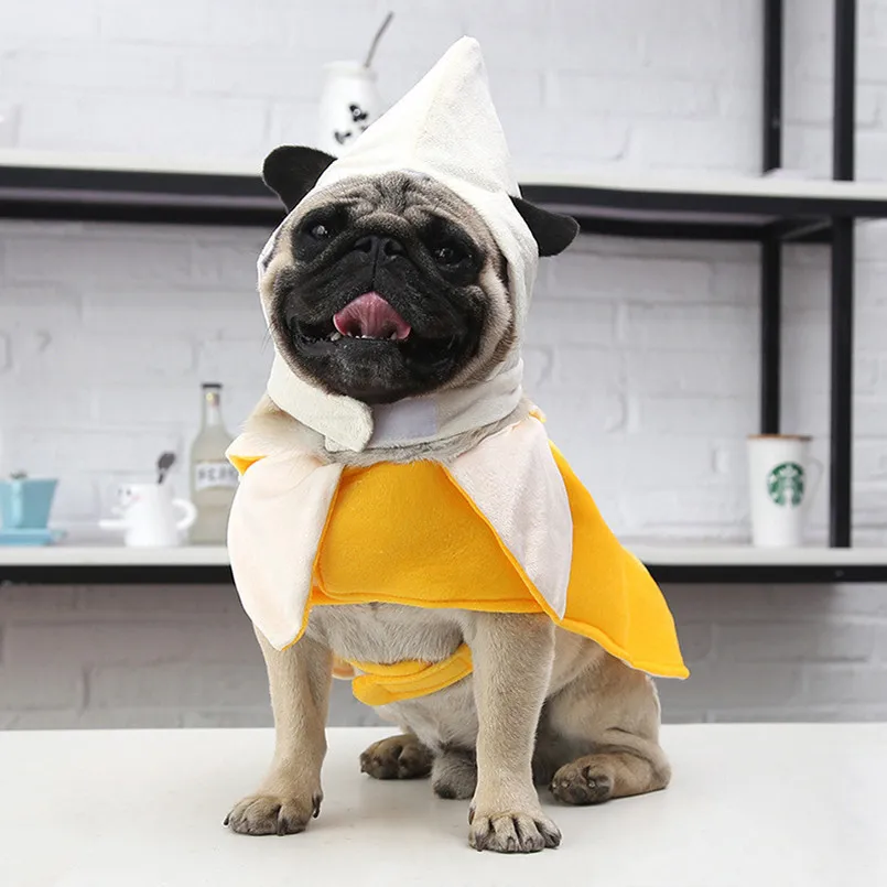 Pet Dog Funny Clothes Halloween Banana Change Body Dress Funny Costume