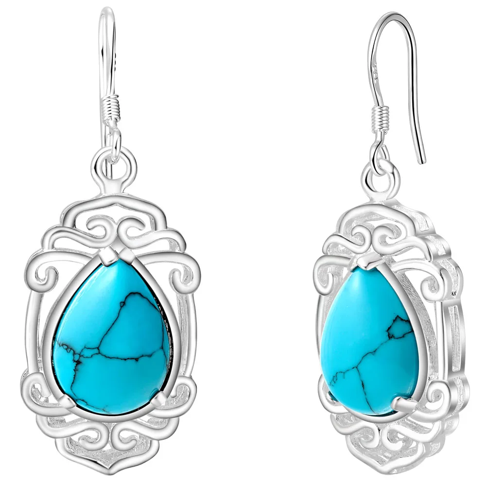 Fashion New Dangle Earring Silver Plated Metal Hollow Oval Trim Pendant Drop Water for Women | Украшения и аксессуары