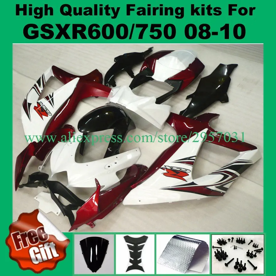 

100%Fit for GSXR600 GSXR750 2008 2009 2010 SUZUKI K8 K9 GSXR 600 750 08 09 10 Injection fairing kit #29LL5