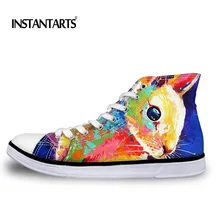 INSTANTARTS живописное произведение животных печатных Мужская Высокая обувь Вулканизированная обувь весна лето дышащая парусиновая обувь для мужчин
