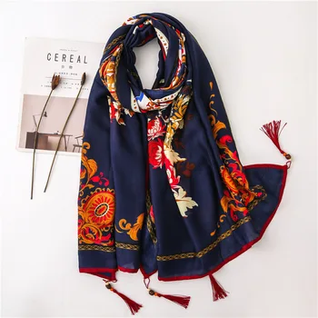 

Ladies Fashion African Ethnic Floral Tassel Beads Viscose Shawl Scarf Autumn Winter Muffler Headband Foulards Wrap Hijab Snood
