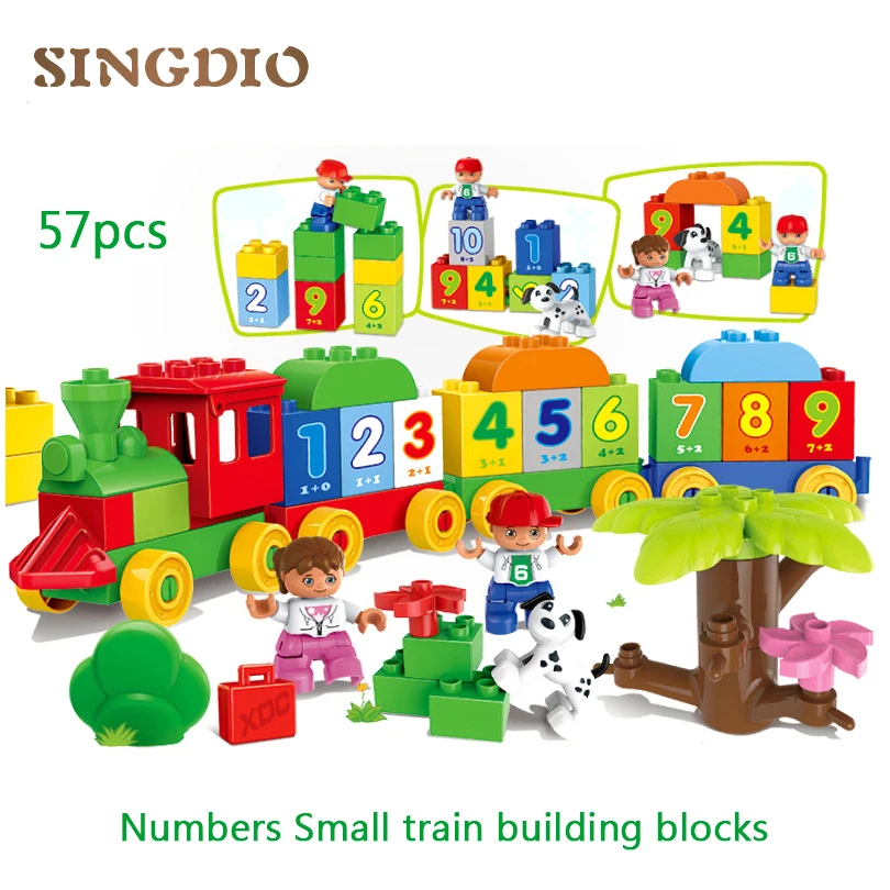 

HM136 57PCS Large particle building blocks models Early Learning montessori educational toy friends games for kids train bricks