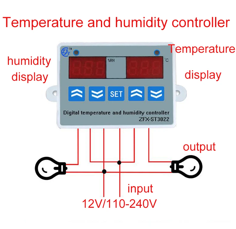 Цифровой регулятор температуры и влажности, регулирующий термостат, гигростат, термометр, гигрометр, контроль с датчиками 220 В