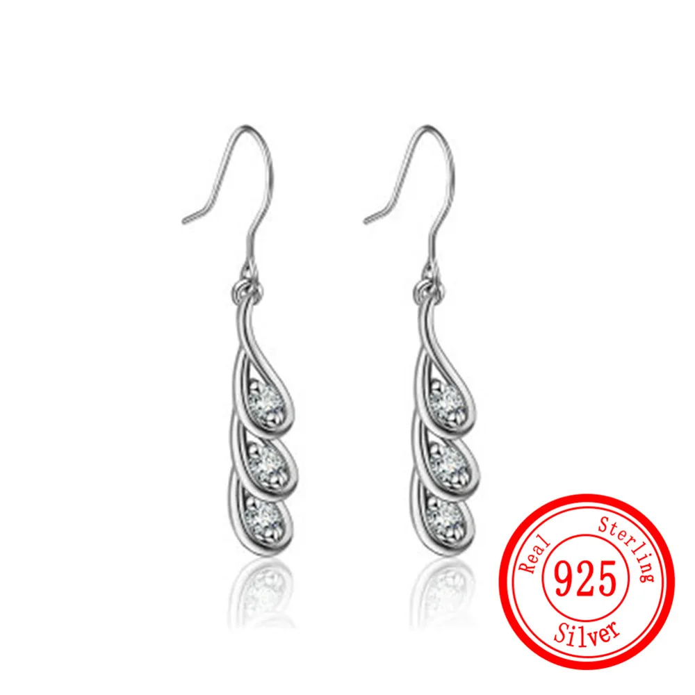 

S925 Sterling Silver Water Drop Ear Earrings for Women's Glamour Standard Silver Valentine's Day Earring Jewelry