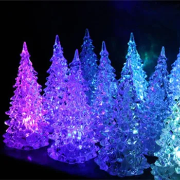 

13CM Acrylic Christmas tree children luminous toys LED colorful crystal flash toys